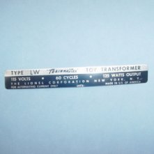  Lionel 22-71 LW Transformer Self Adhesive Label | Lionel Trains Replacement and Repair Parts