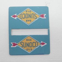 Lionel Train Part 156-32B Blue Sunoco Metal Sign.  Lionel Train Parts, Lionel Train Repair Parts and Lionel Train Replacement Parts in stock for fast shipping.